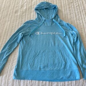 Champion Light Aqua Hoodie with Logo Tag